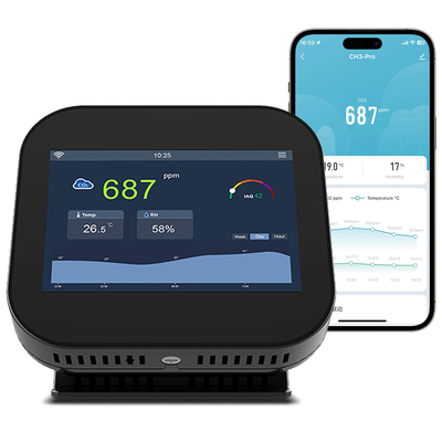 Хорошая цена. Умный Gzair Внутренний Co2 Meter WiFi Монитор воздуха Сенсорный дисплей онлайн