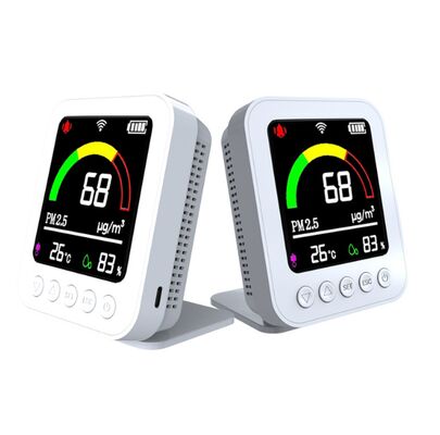 Хорошая цена. Air Quality Tester - 6-in-1 PM2.5/PM10/Formaldehyde/TVOC/Temp Humidity Monitor, Rechargeable LCD Backlight for Home/Car/Travel онлайн