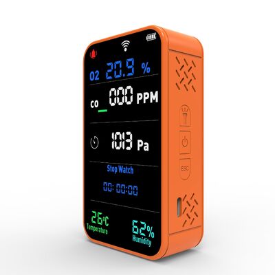 Хорошая цена. Заряжаемый 7-в-1 Wi-Fi Multi Gas Monitor O2 CO с электрохимическим датчиком онлайн