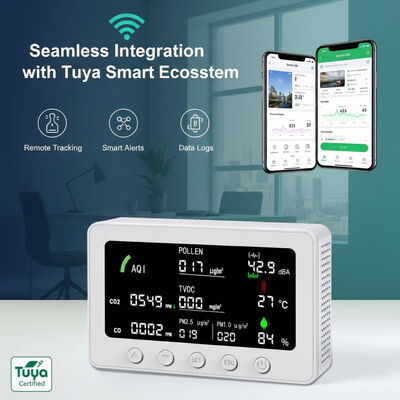 Хорошая цена. CE FCC сертифицированный OEM ODM Smart Tuya 10-в-1 IAQ детектор PM1.0/PM2.5/CO2/CO/TVOC/POLLEN/AQI Монитор с RS485 онлайн